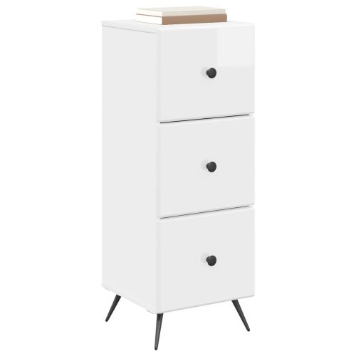 Чекмеджетен шкаф Бял гланц 33 x 34,5 x 90 см
