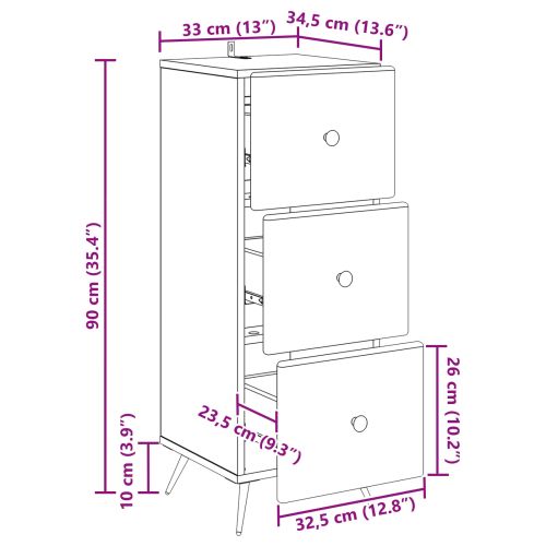 Чекмеджетен шкаф Старо дърво 33 x 34,5 x 90 см