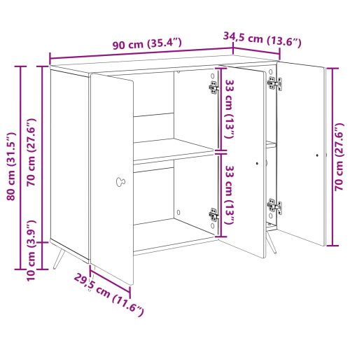 Служебен шкаф Опушен дъб 89 x 34,5 x 80 см Инженерна дървесина