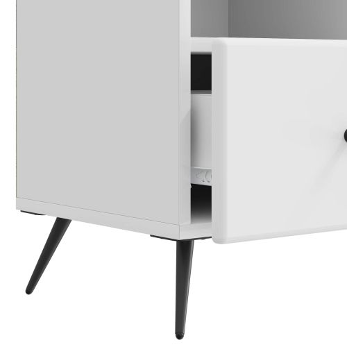 ТВ шкаф Бял гланц 102 x 34,5 x 50 см Инженерна дървесина