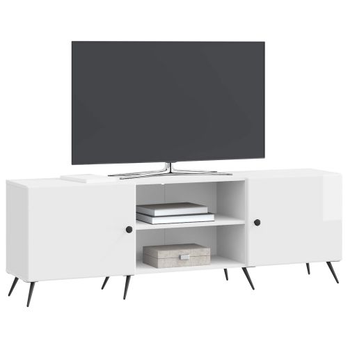 ТВ шкаф Бял гланц 150 x 31 x 50 см Инженерна дървесина