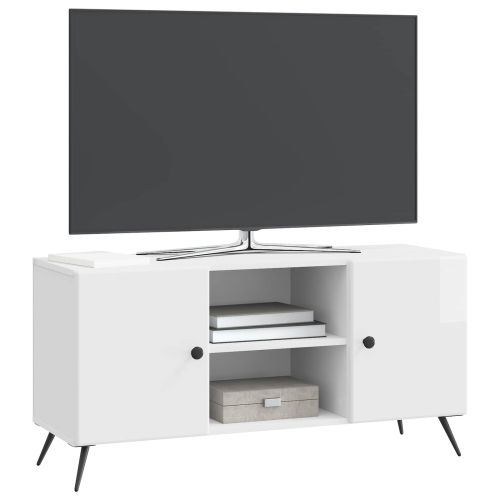 ТВ шкаф Бял гланц 102 x 34,5 x 50 см Инженерна дървесина