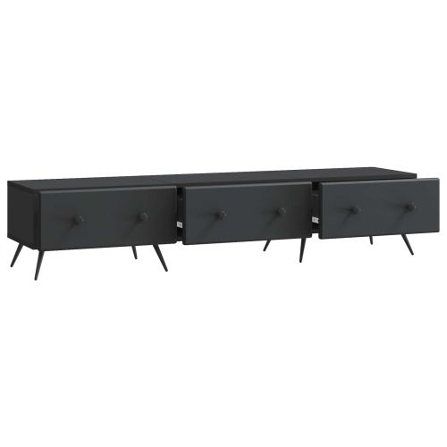 ТВ шкаф с чекмедже Черно 147 x 34,5 x 30 см Инженерна дървесина