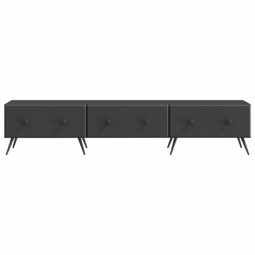 ТВ шкаф с чекмедже Черно 147 x 34,5 x 30 см Инженерна дървесина