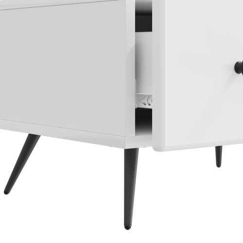 ТВ шкаф Бял гланц 147 x 34,5 x 30 см Инженерна дървесина