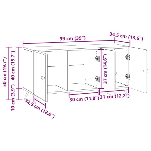 ТВ шкаф Черно 99 x 34,5 x 50 см Инженерна дървесина