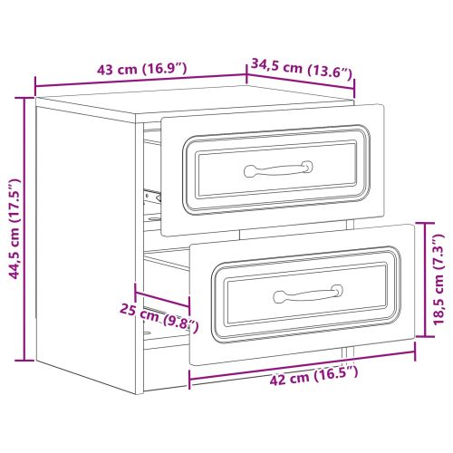 Нощен шкаф Черно 43 x 34,5 x 44,5 см Инженерна дървесина