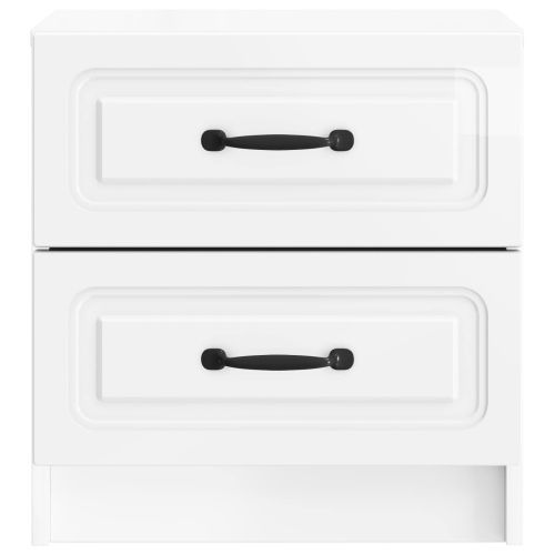 Нощен шкаф с чекмедже 2 pcs Бял гланц 43 x 34,5 x 44,5 см