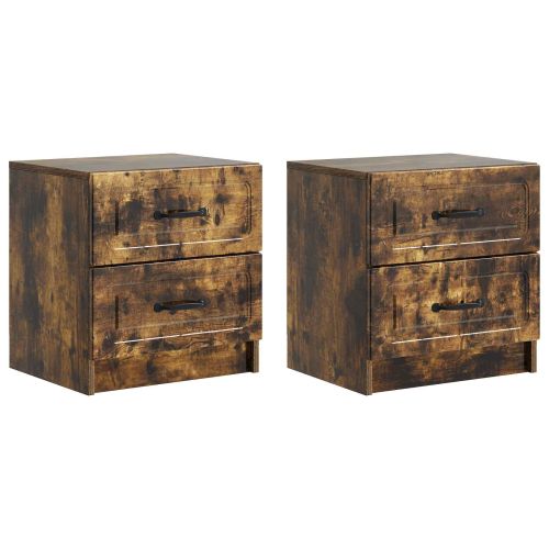 Нощен шкаф с чекмедже 2 pcs Опушен дъб 43 x 34,5 x 44,5 см