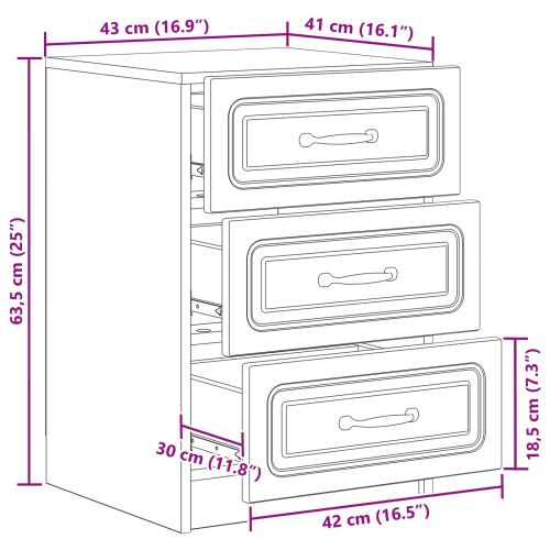 Нощен шкаф Бетонно сиво 43 x 41 x 63,5 см Инженерна дървесина