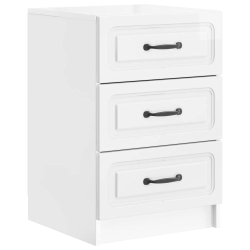 Нощен шкаф Бял гланц 43 x 41 x 63,5 см Инженерна дървесина