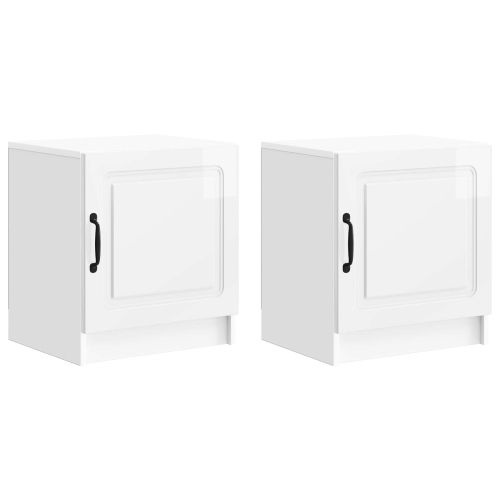 Нощен шкаф 2 pcs Бял гланц 43 x 34,5 x 47 см