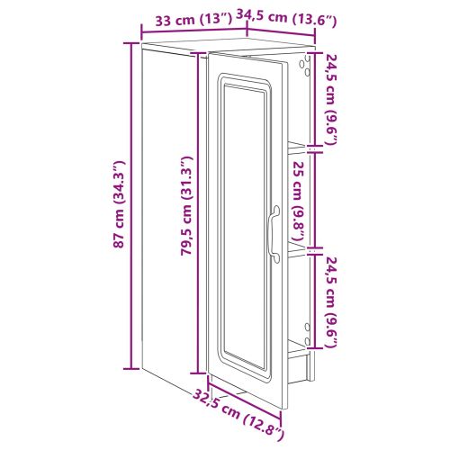 Служебен шкаф Бетонно сиво 33 x 34,5 x 87 см