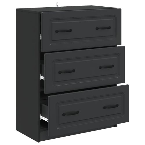 Чекмеджетен шкаф Черно 66 x 34,5 x 87 см Инженерна дървесина