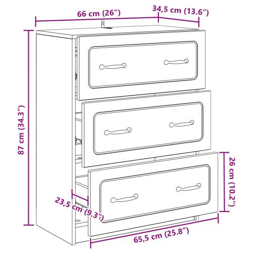 Чекмеджетен шкаф Бетонно сиво 66 x 34,5 x 87 см
