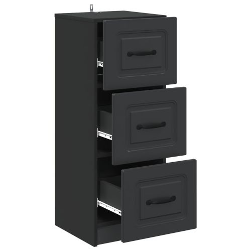 Чекмеджетен шкаф Черно 33 x 34,5 x 87 см Инженерна дървесина