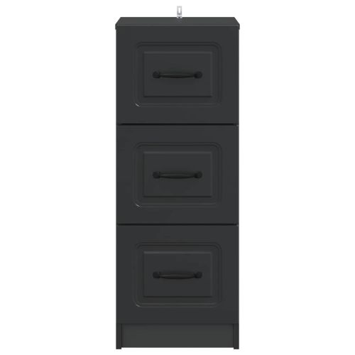 Чекмеджетен шкаф Черно 33 x 34,5 x 87 см Инженерна дървесина