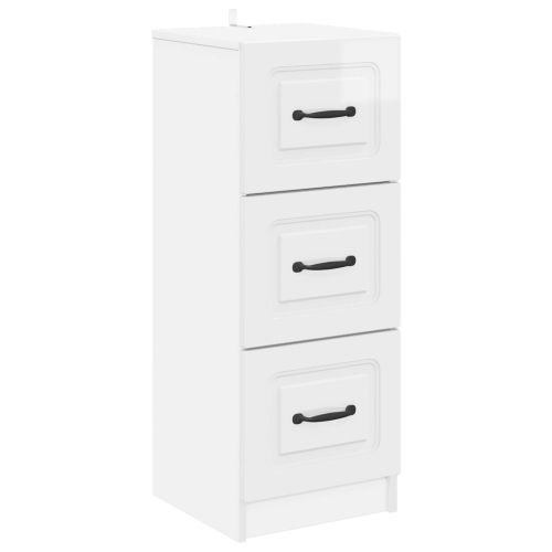 Чекмеджетен шкаф Бял гланц 33 x 34,5 x 87 см