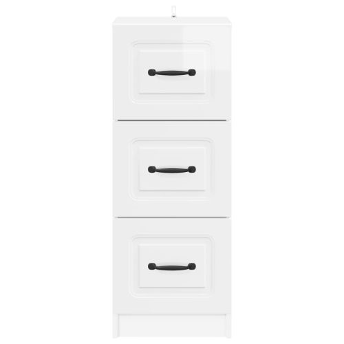 Чекмеджетен шкаф Бял гланц 33 x 34,5 x 87 см