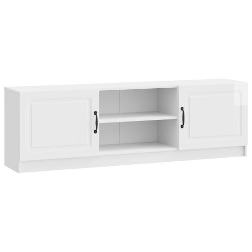 ТВ шкаф Бял гланц 150 x 31 x 47 см Инженерна дървесина