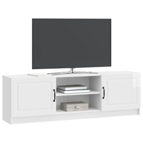 ТВ шкаф Бял гланц 150 x 31 x 47 см Инженерна дървесина