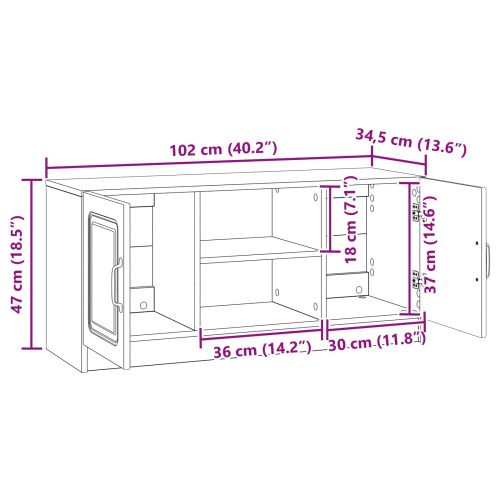 ТВ шкаф Бял гланц 102 x 34,5 x 47 см Инженерна дървесина