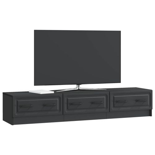 ТВ шкаф с чекмедже Черно 147 x 34,5 x 27 см Инженерна дървесина
