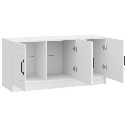 ТВ шкаф Бял гланц 99 x 34,5 x 47 см Инженерна дървесина