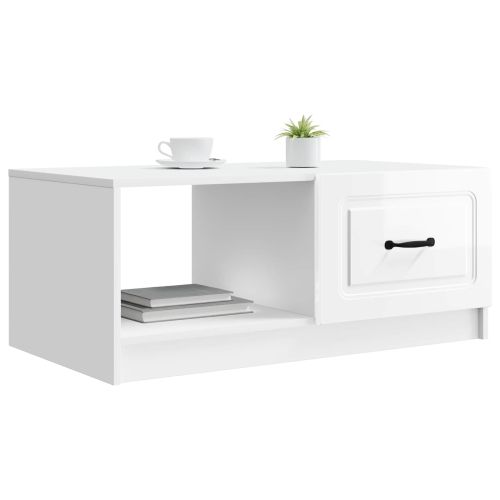 Масичка за кафе Бял гланц 90 x 50 x 37 см Инженерна дървесина