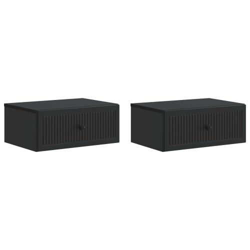 Нощен шкаф 2 pcs Черно 49 x 34,5 x 20 см Инженерна дървесина