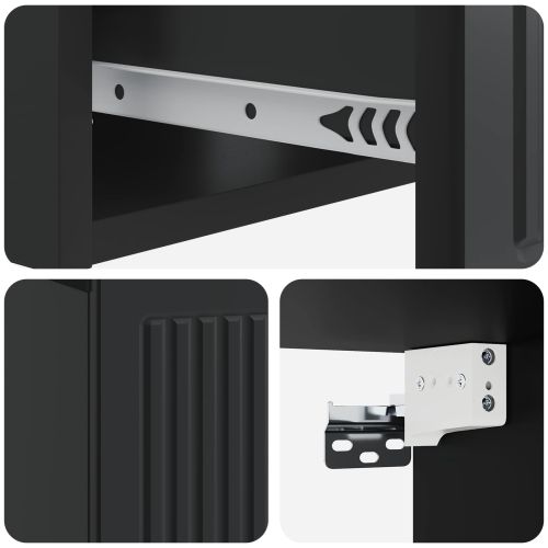 Нощен шкаф 2 pcs Черно 49 x 34,5 x 20 см Инженерна дървесина