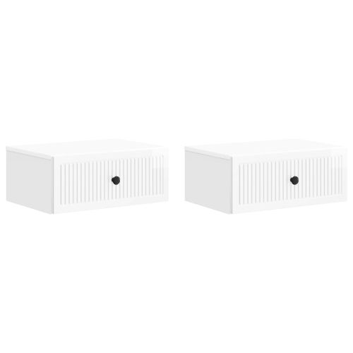 Нощен шкаф с чекмедже 2 pcs Бял гланц 49 x 34,5 x 20 см