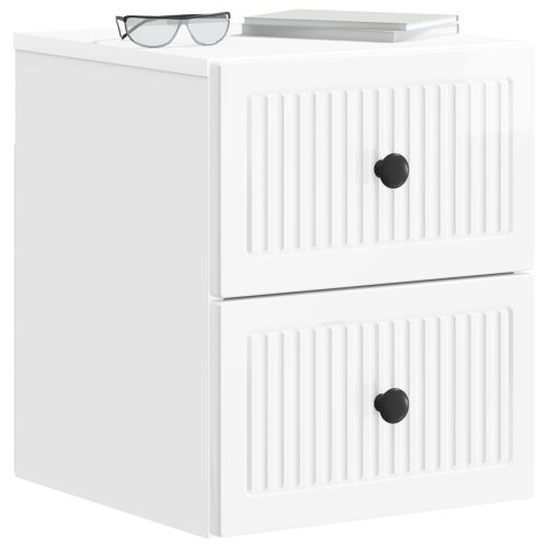 Спален шкаф с монтаж на стена Бял гланц 33 x 34,5 x 40 см