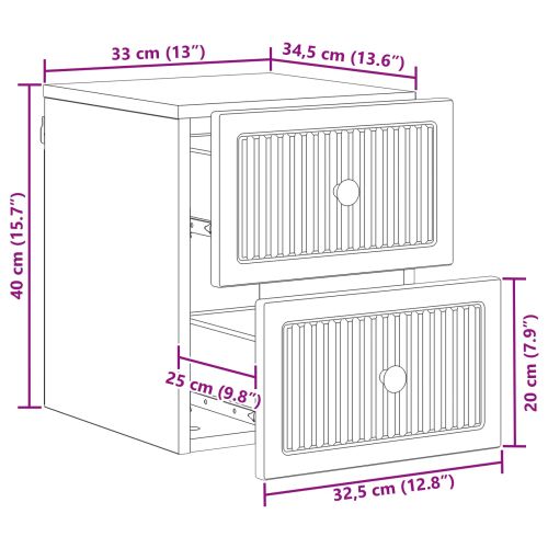 Спален шкаф с монтаж на стена Опушен дъб 33 x 34,5 x 40 см