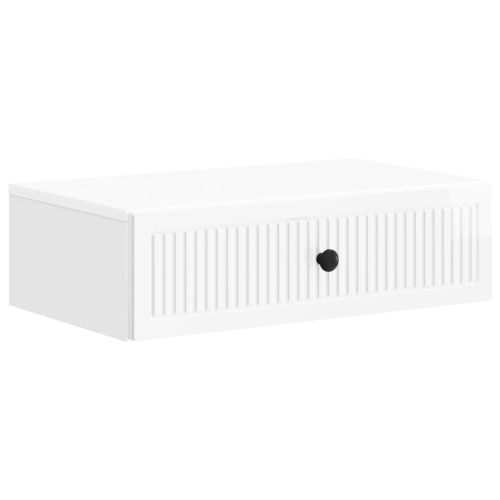 Стенен страничен масичка Бял гланц 59 x 34,5 x 17 см