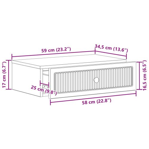 Стенен страничен масичка Опушен дъб 59 x 34,5 x 17 см