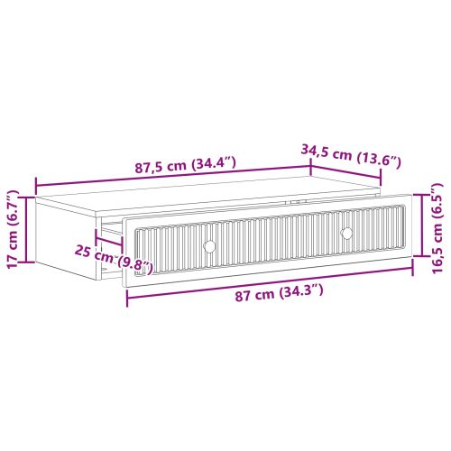 Стенен страничен масичка Дъб сонома 87,5 x 34,5 x 17 см