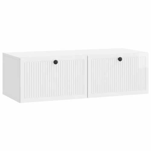 Стенно монтиран ТВ шкаф Бял гланц 98 x 41 x 30 см