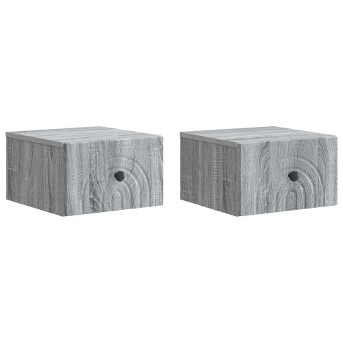 Спален шкаф с монтаж на стена с чекмедже 2 pcs Сива сонома