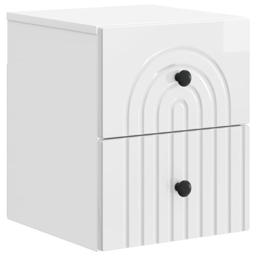 Спален шкаф с монтаж на стена 2 pcs Бял гланц 33 x 34,5 x 40 см