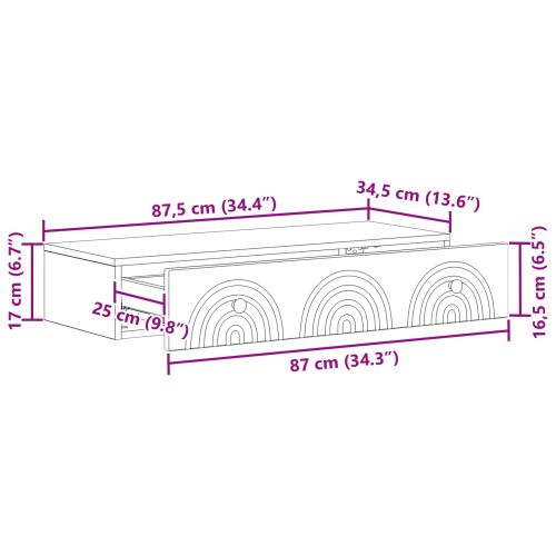 Стенен страничен масичка Черно 87,5 x 34,5 x 17 см