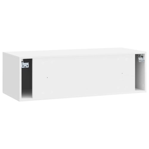 Стенно монтиран ТВ шкаф Бял гланц 98 x 41 x 30 см