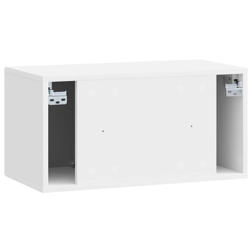 Стенно монтиран ТВ шкаф Бял гланц 59,5 x 31 x 30 см