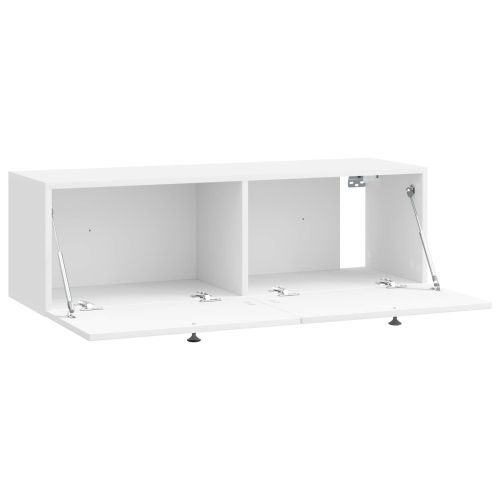 Стенно монтиран ТВ шкаф Бял гланц 98 x 31 x 30 см
