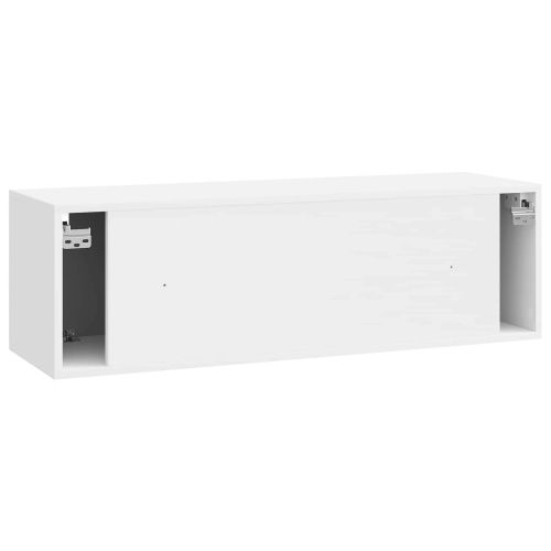 Стенно монтиран ТВ шкаф Бял гланц 98 x 31 x 30 см