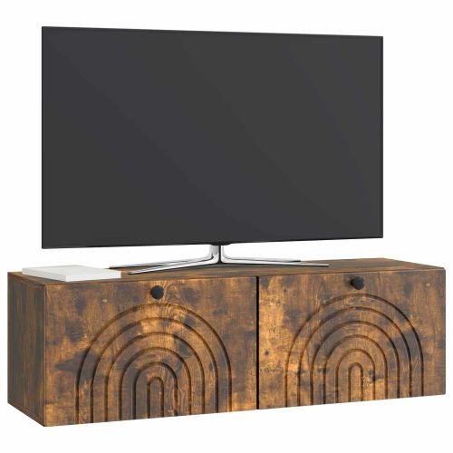 Стенно монтиран ТВ шкаф Опушен дъб 98 x 31 x 30 см