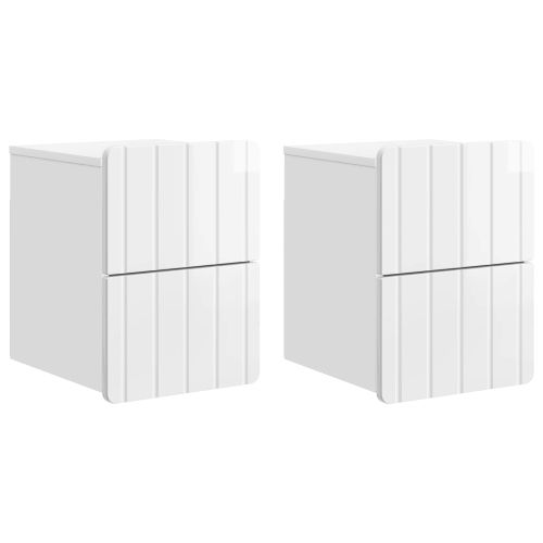 Спален шкаф с монтаж на стена 2 pcs Бял гланц 33 x 34,5 x 43 см
