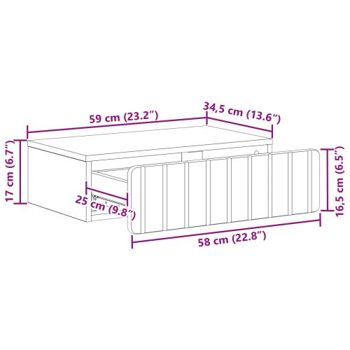 Стенен страничен масичка Черно 59 x 34,5 x 17 см