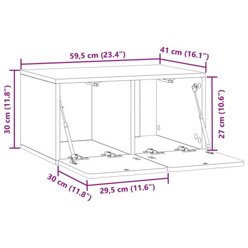 Стенно монтиран ТВ шкаф Старо дърво 59,5 x 41 x 30 см