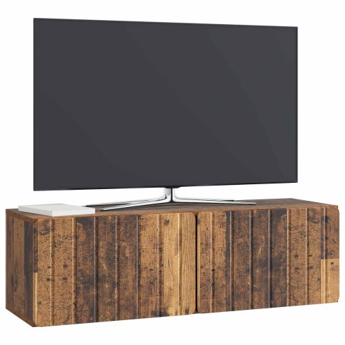 Стенно монтиран ТВ шкаф Старо дърво 98 x 31 x 30 см